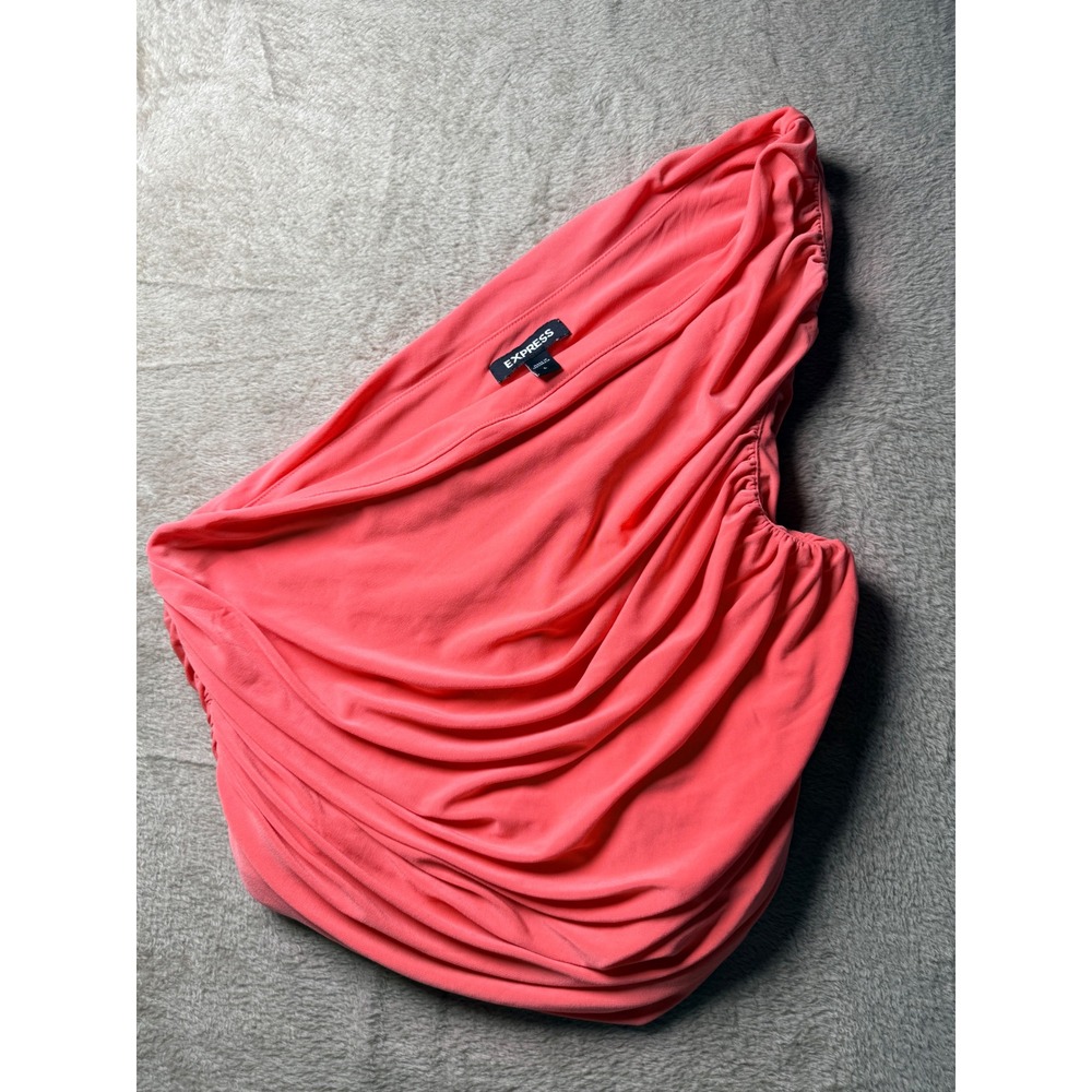 Y2K Express Womens One Shoulder Ruched Draped Top Size Large Grecian Summer